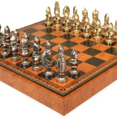 Jeu d'Échecs Moncada - Échiquier - Backgammon et Jeu de dames en similicuir & Pièces en métal