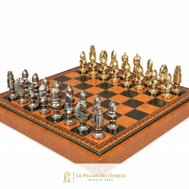 Jeu d'échecs Moncada, vue rapprochée des deux armées sur l'échiquier