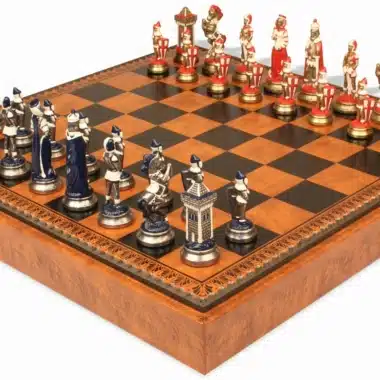 Jeu d'Échecs Mary Stuart - Échiquier - Backgammon et Jeu de dames en similicuir & Pièces en métal