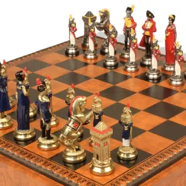 Jeu d'Échecs Napoléon - Échiquier - Backgammon et Jeu de dames en similicuir & Pièces en métal