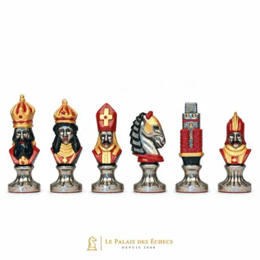 Jeu d'échecs Moncada, alignement de la dame, du fou, du cavalier et de la tour
