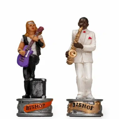 Fous Jazz vs Rock : guitariste rock et saxophoniste jazz en résine