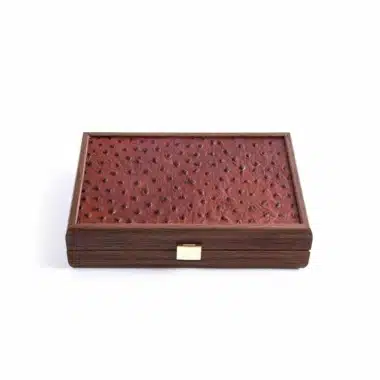 Set de Domino Brun - Coffret en Cuir Brun et en Bois