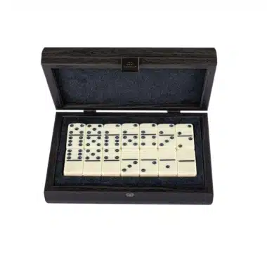 Alternative view of Set de Domino Gris Foncé - Coffret en Cuir Effet Crocodile et en Bois