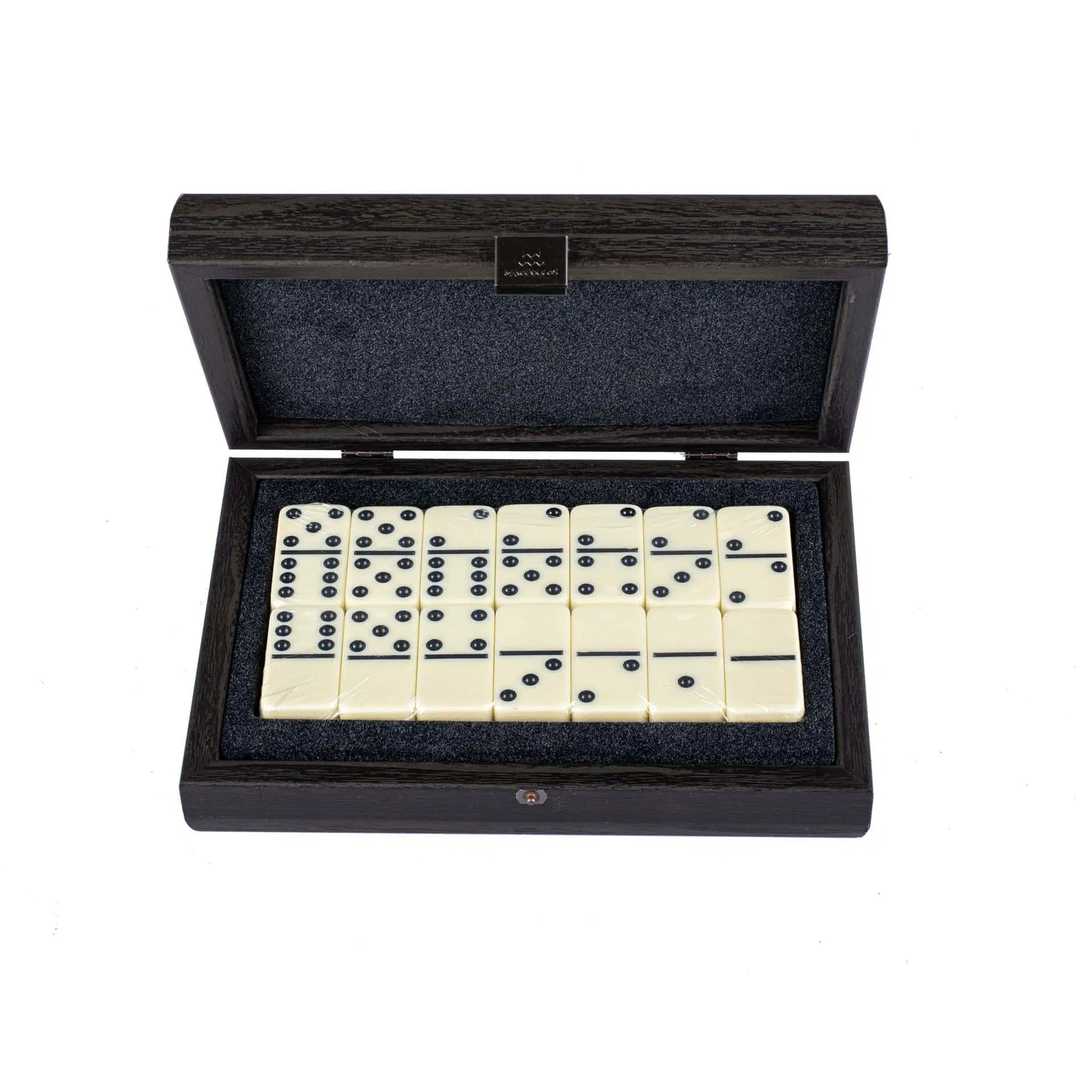 Set de Domino Gris Foncé - Coffret en Cuir Effet Crocodile et en Bois – Image 2
