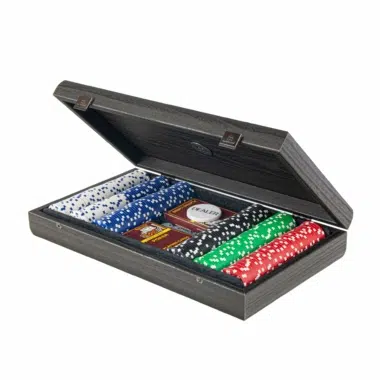 Alternative view of Ensemble de Poker 300 Jetons - Coffret en Bois Noir avec Couvercle en Similicuir Noir