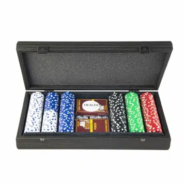 Ensemble de Poker 300 Jetons - Coffret en Bois Noir