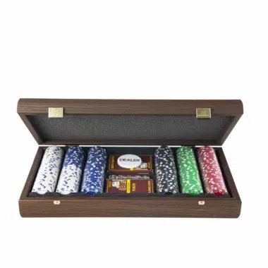 Ensemble de Poker - Mallette en Bois de Noyer Foncé