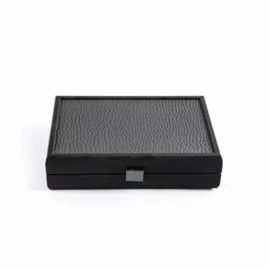 Set de Domino Gris Foncé - Coffret en Bois et en Similicuir