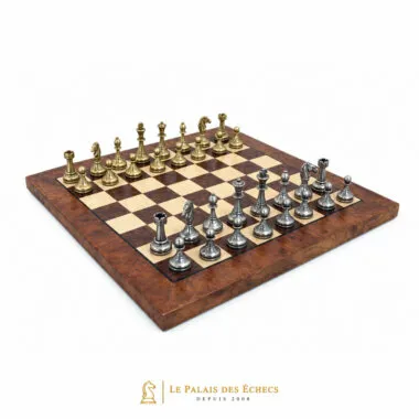 Jeu d'échecs complet Mignon Flower sur échiquier en bois de bruyère et d'orme