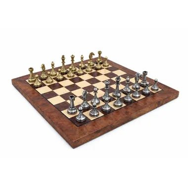 Jeu d'échecs complet Mignon Flower sur échiquier en bois de bruyère et d'orme