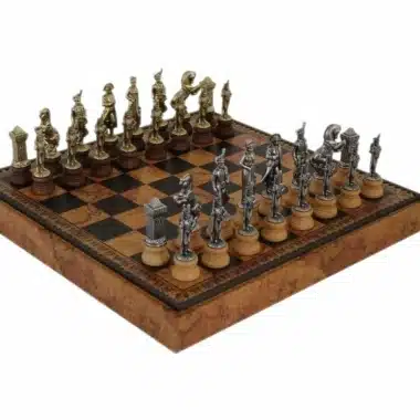 Jeu d'Echecs Napoléon - Échiquier, Jeu de Dames et Backgammon en Similicuir avec Compartiment de Rangement & Jeu d'Échecs en Métal et Bois