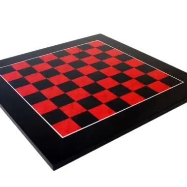 Échiquier en bois de bruyère noir et rouge brillant du jeu Fleuri