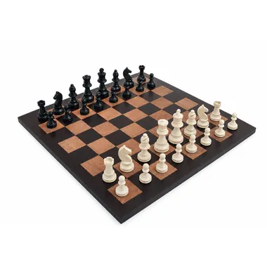 Jeu d'échecs Staunton complet sur échiquier en cuir véritable italien