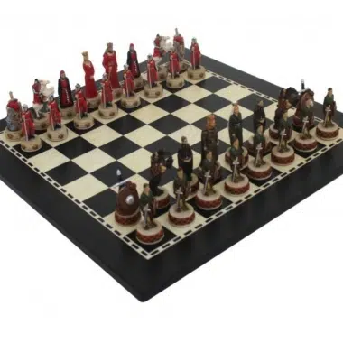 Jeu d'échecs Angleterre VS Écosse - Échiquier en Bois & Jeu d'Échecs en Résine