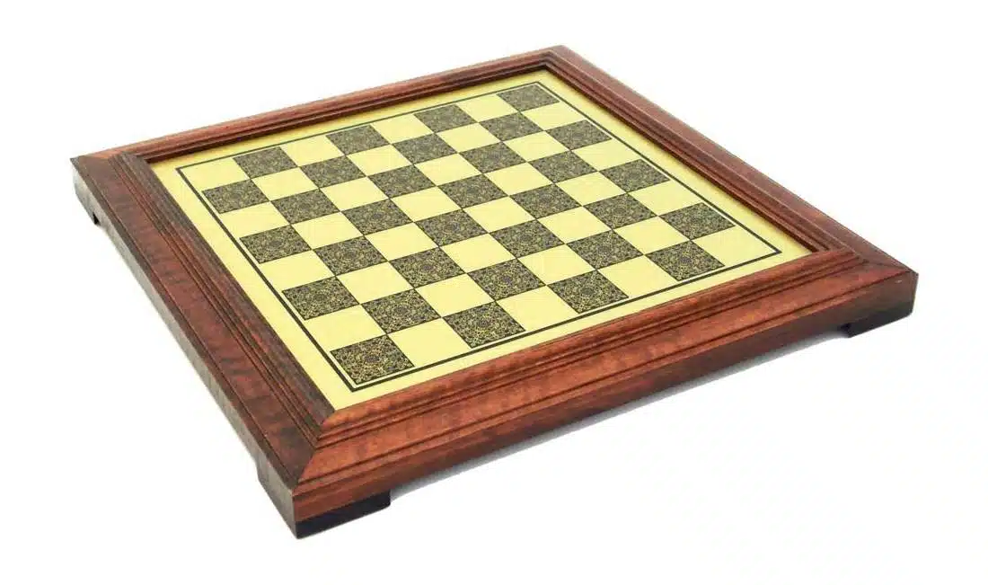 Jeu d'Echecs Arabesque - Échiquier effet Laiton avec Cadre en Bois & Jeu d'Échecs en Métal et Bois – Image 5