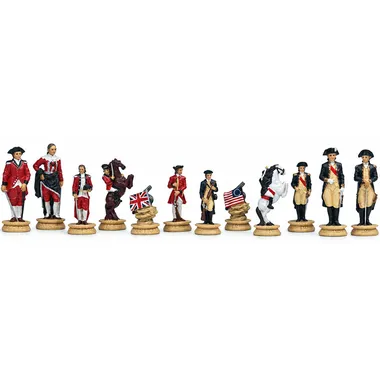 Pièces d'échecs soldats avec drapeaux britannique et américain déployés