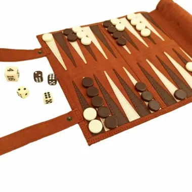 Alternative view of Ensemble Jeu d'Echecs, Dames et Backgammon Enroulable Marron