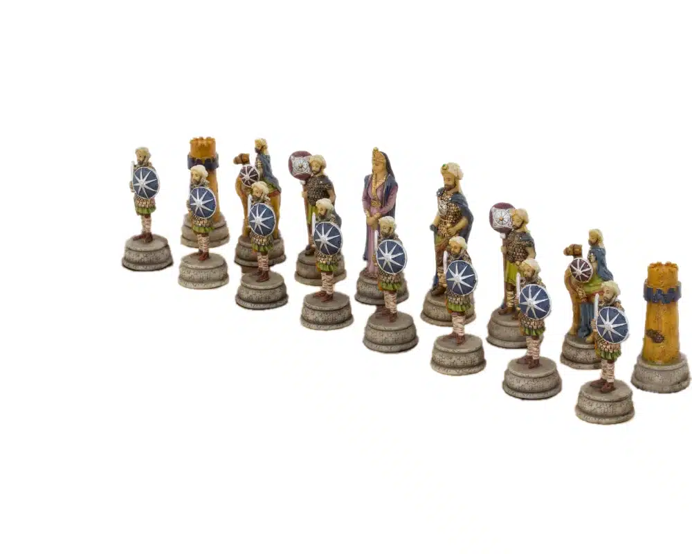 Jeu d'Echecs en Résine Romains VS Arabes et Échiquier en Similicuir avec Compartiment de Rangement & Jeu d'Échecs en Résine – Image 7