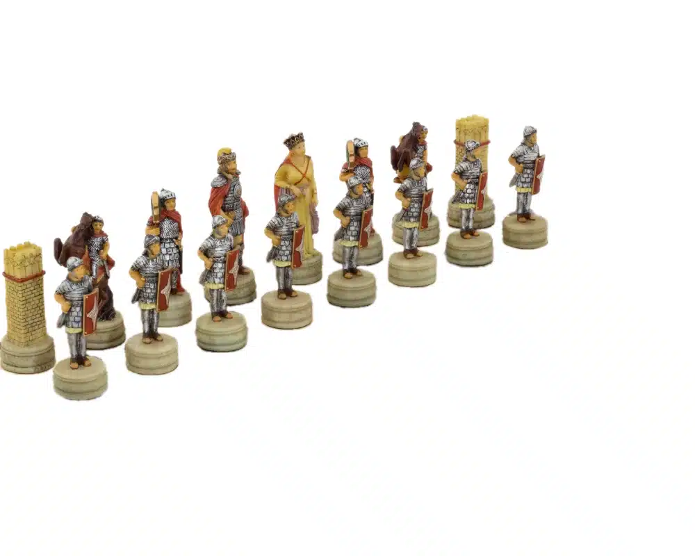 Jeu d'Echecs en Résine Romains VS Arabes et Échiquier en Similicuir avec Compartiment de Rangement & Jeu d'Échecs en Résine – Image 8