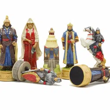 Alternative view of Jeu d'Echecs Invasion Mongole de la Rus' de Kiev en Résine & Échiquier en Similicuir avec Compartiment de Rangement