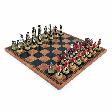 Jeu d'échecs Révolution Américaine complet sur échiquier en similicuir