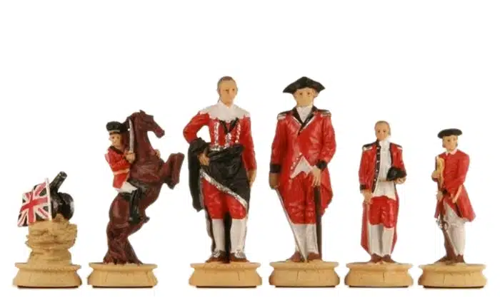 Jeu d'Echecs Révolution Américaine en Etain et Échiquier en Similicuir – Image 3