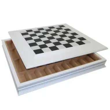 Alternative view of Grand Jeu d'Echecs en Bois et Métal Noir et Blanc & Échiquier en Marbre et Bois Laqué avec Rangement