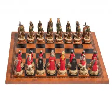 Jeu d'Echecs Guerre d'Indépendance de l'Ecosse en Résine & Échiquier en Similicuir