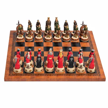 Jeu d'échecs Guerre d'Indépendance de l'Écosse, pièces en résine et échiquier similicuir