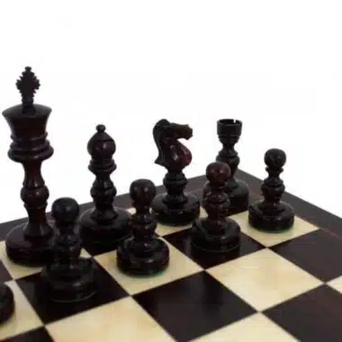 Jeu d'Echecs et Échiquier en Bois de Rose Foncé – Image 2