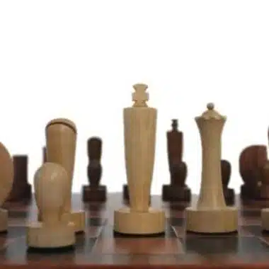 Jeu d'Echecs Contemporain en Bois d'Acacia & Échiquier en Similicuir Marron – Image 2