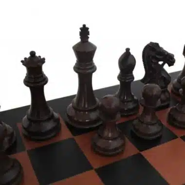 Alternative view of Jeu d'Echecs Staunton Sculpté en Bois de Palissandre et Échiquier en Cuir Véritable