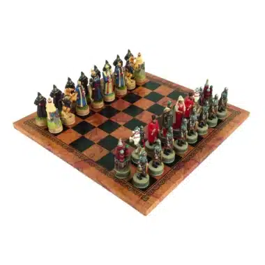 Jeu d'Echecs Domination Mongole sur la Russie en Résine et Échiquier en Similicuir