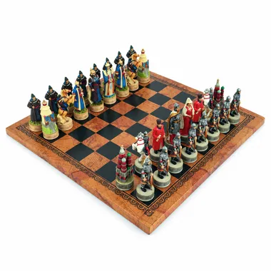 Jeu d'échecs Domination Mongole sur la Russie, vue d'ensemble sur l'échiquier similicuir