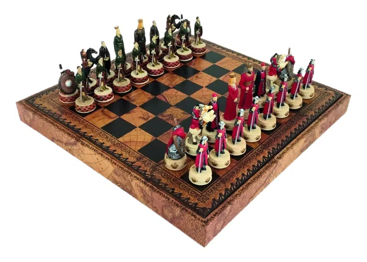 Jeu d'Echecs Guerres d'Indépendance de l'Ecosse & Échiquier en Similicuir avec Compartiment de Rangement