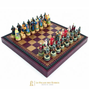 Jeu d'échecs Invasion Mongole de la Rus' de Kiev sur échiquier en similicuir