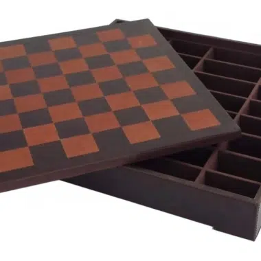 Alternative view of Jeu d'Echecs en Bois d'Acacia et Echiquier en Cuir Véritable avec Rangement