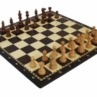 Grand Jeu d'Echecs Staunton en Bois d'Acacia et Echiquier en Bois Alphanumérique