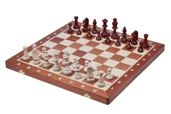 Tablero de ajedrez plegable y juego de ajedrez de madera talla 6 con almacenamiento
