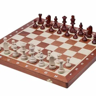 Echiquier Pliant et Jeu d'Echecs en Bois Taille 5
