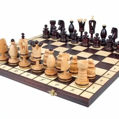 Grand Echiquier Pliable et Pieces Echecs en Bois avec Rangement