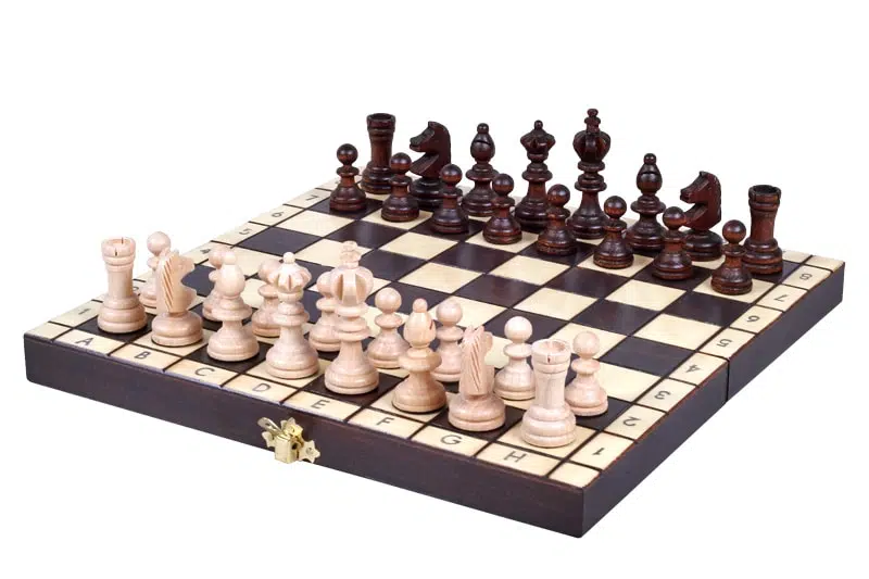 Petites Pieces Echecs en Bois et Plateau de Jeu en Bois Alphanumerique et Pliant
