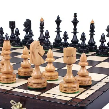 Grand Jeu d'Echecs et Plateau de Jeu Pliant en Bois avec Rangement