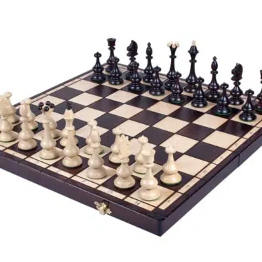 Grand Echiquier Pliable et Pieces Echecs Decoratives en Bois avec Rangement