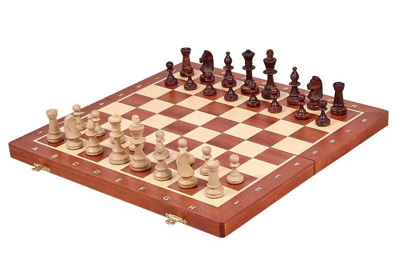 Echiquier et Jeu d'Echecs en Bois avec Rangement