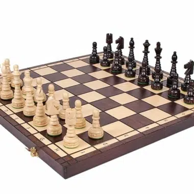 Grand Jeu d'Echecs et Echiquier Pliant en Bois avec Rangement