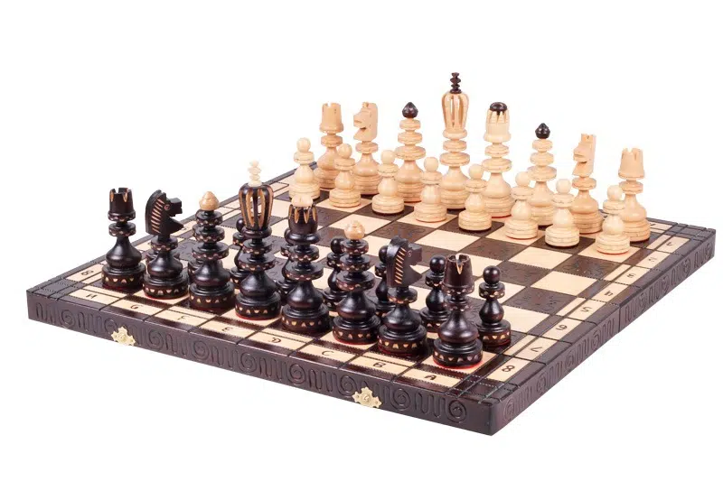 Grand Jeu d'Echecs et Echiquier Pliable en Bois avec Rangement