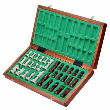 Alternative view of Echiquier Pliant et Jeu d'Echecs en Bois Taille 6 avec Rangement