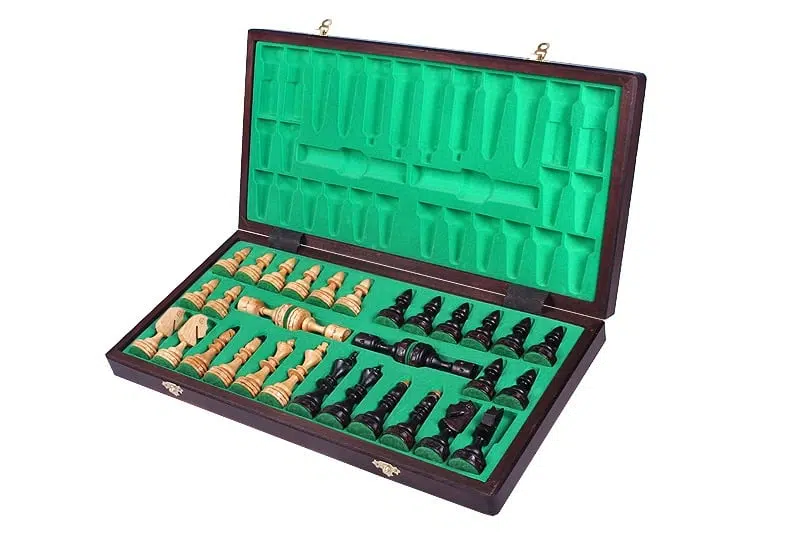 Grand Jeu d'Echecs et Plateau de Jeu Pliant en Bois avec Rangement – Image 2